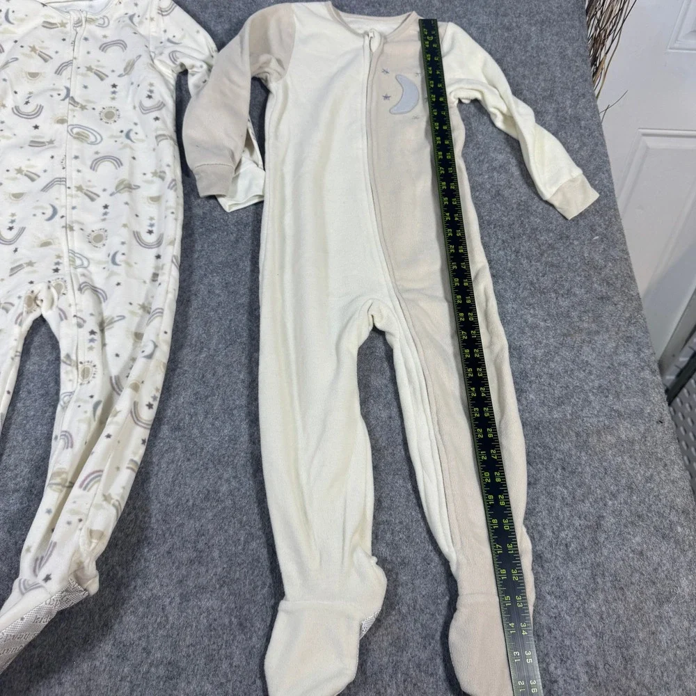 Kids Headquarters Fleece Footed Pajamas 2PK Celestial Moon Star Cream Tan 4T